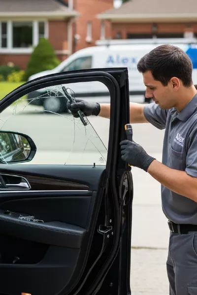 Door glass installation on sedan in GTA