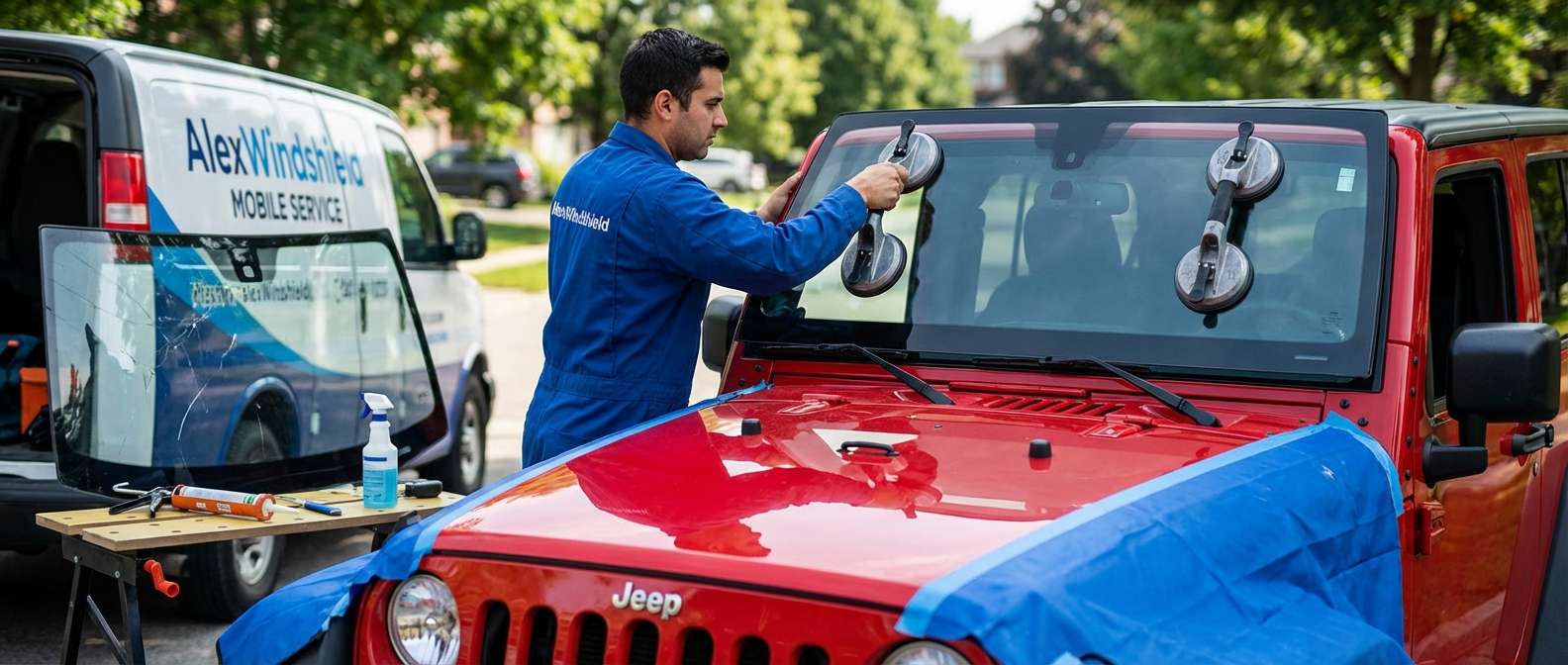 Windshield Replacement for Jeep Wrangler 2007-2018 (JK) by Alexwindshield