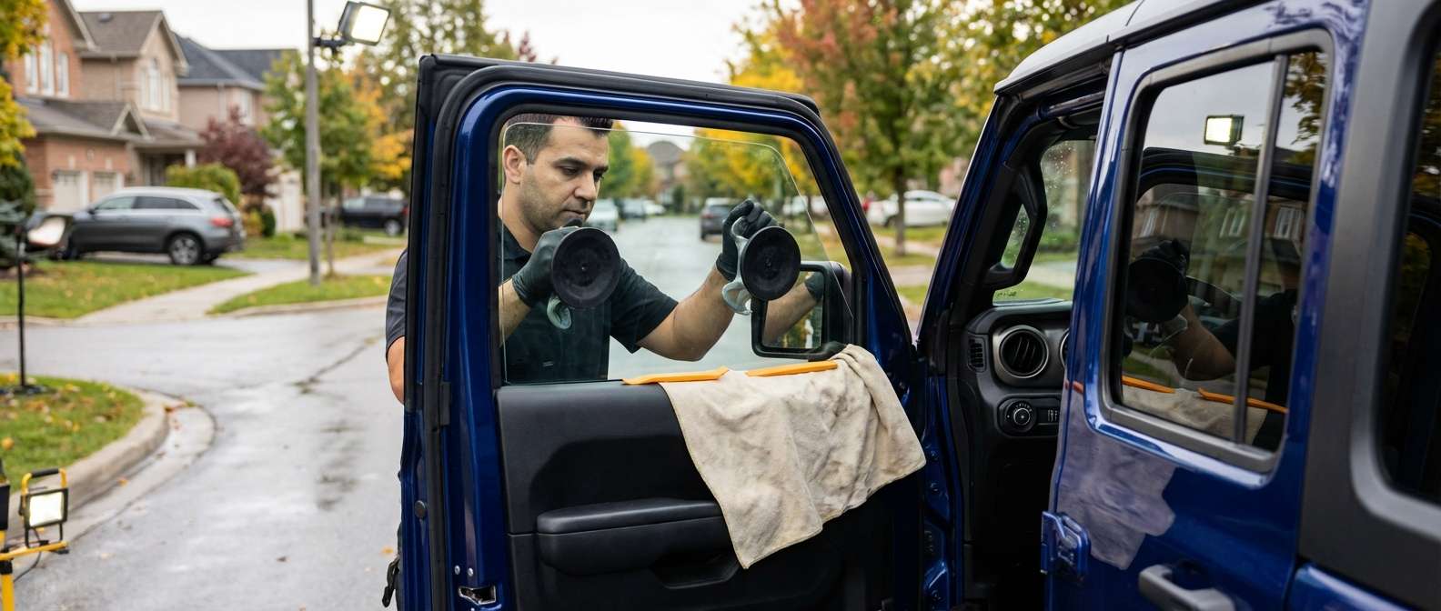 Door Glass Replacement for Jeep Wrangler 4xe (PHEV) 2021-2027 by Alexwindshield