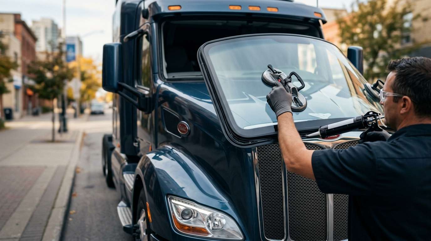 Windshield Replacement for Peterbilt 579EV 2022-2025 by Alexwindshield