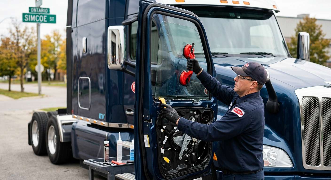 Door Glass Replacement for Peterbilt 579EV 2022-2025 by Alexwindshield