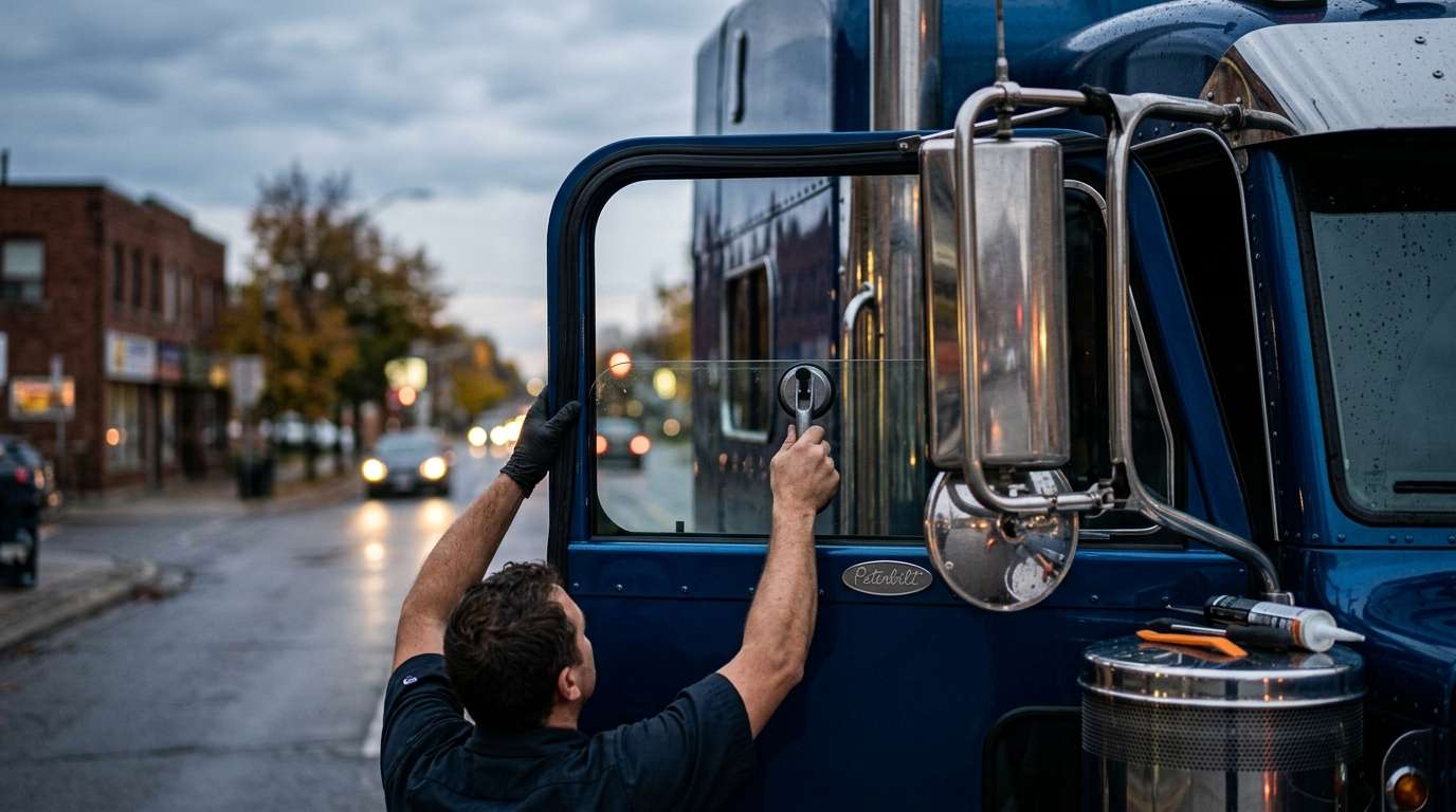 Door Glass Replacement for Peterbilt 378 1987-2007 by Alexwindshield