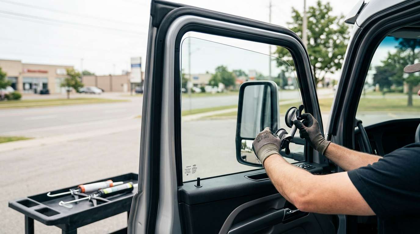 Door Glass Replacement for Peterbilt 220EV 2021-2025 by Alexwindshield